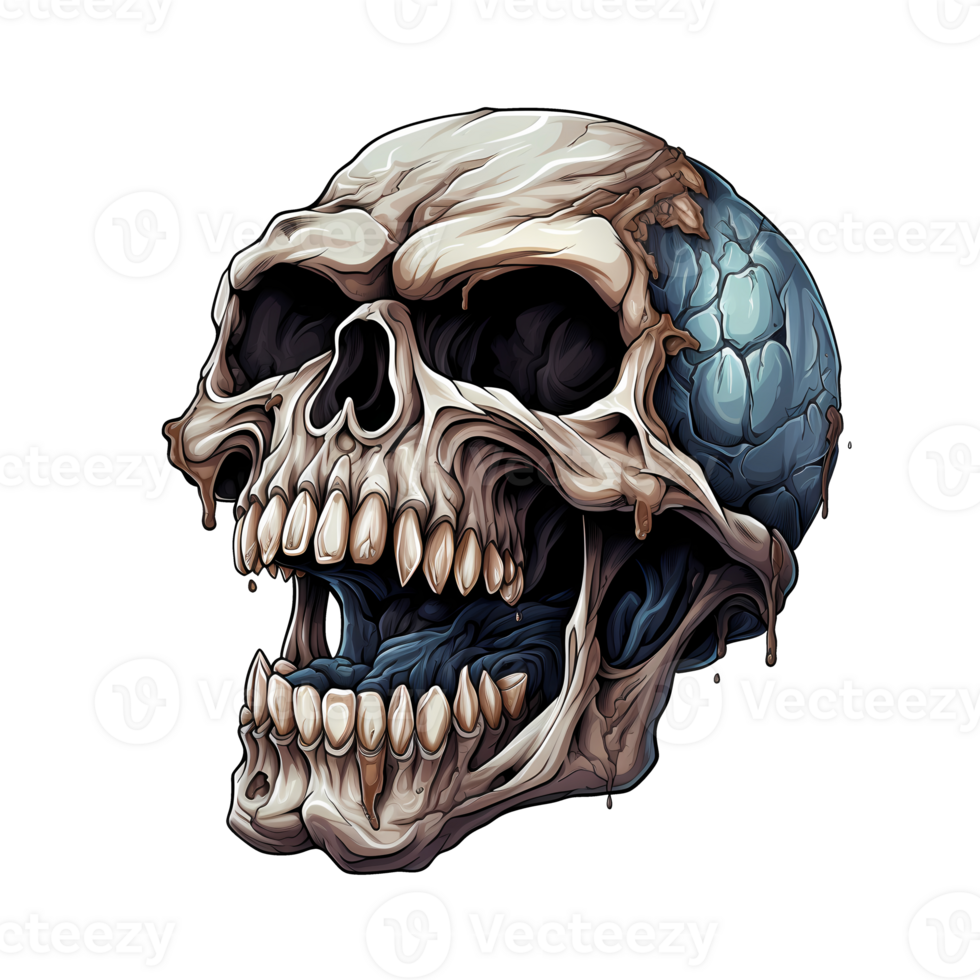 AI generated Skull art illustrations for stickers, tshirt design, poster etc png