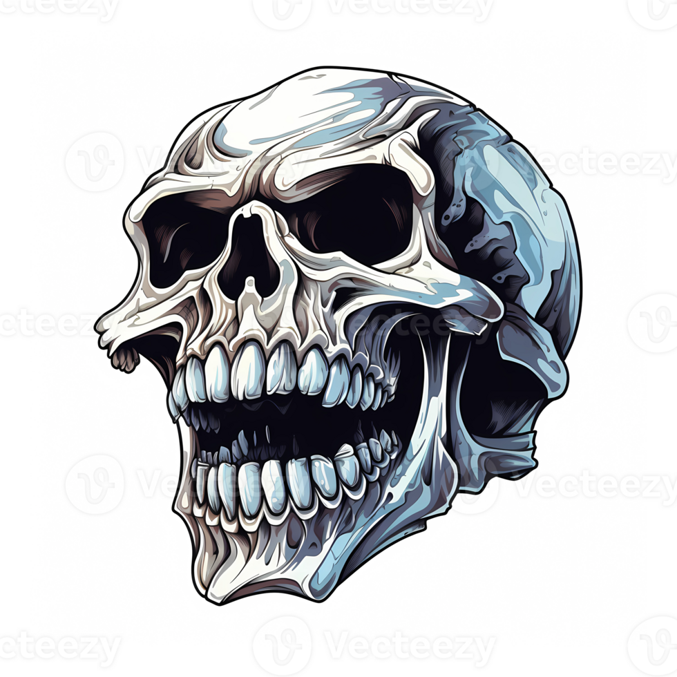 AI generated Skull art illustrations for stickers, tshirt design, poster etc png