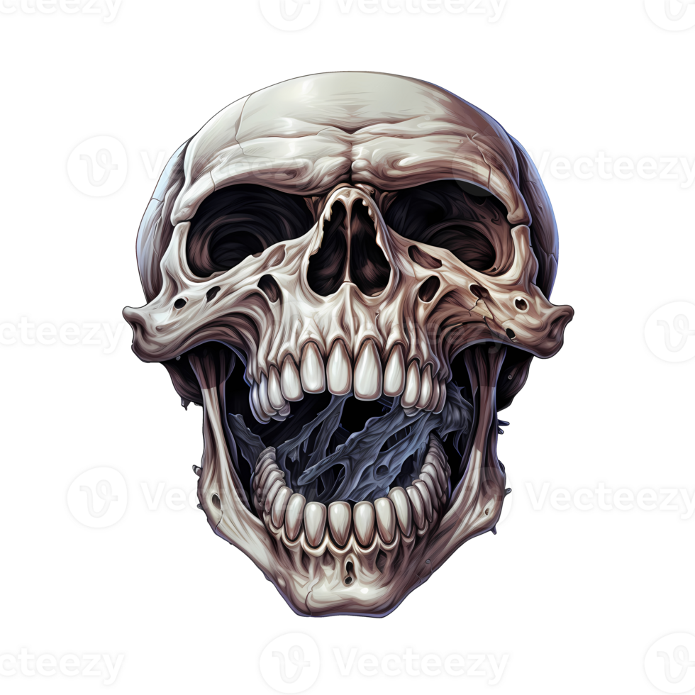 AI generated Skull art illustrations for stickers, tshirt design, poster etc png