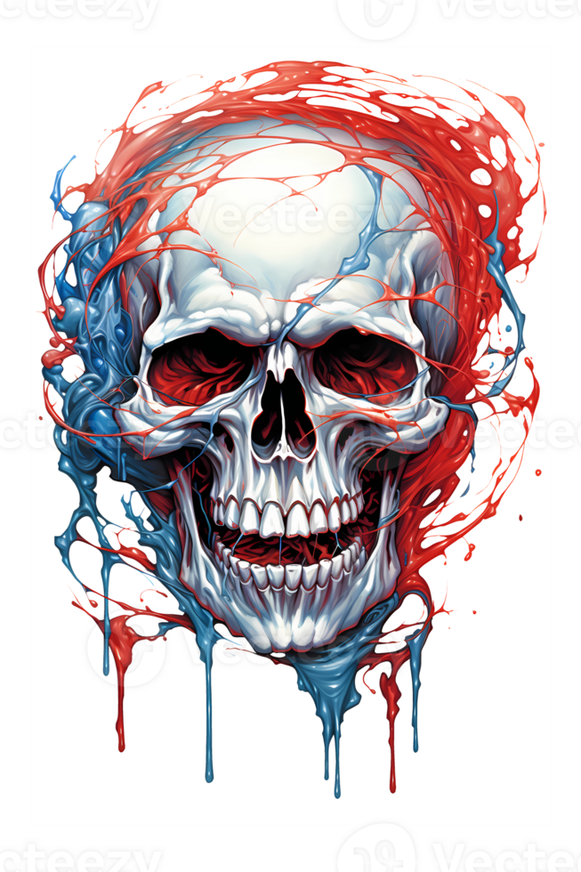AI generated colorful skull art illustrations png