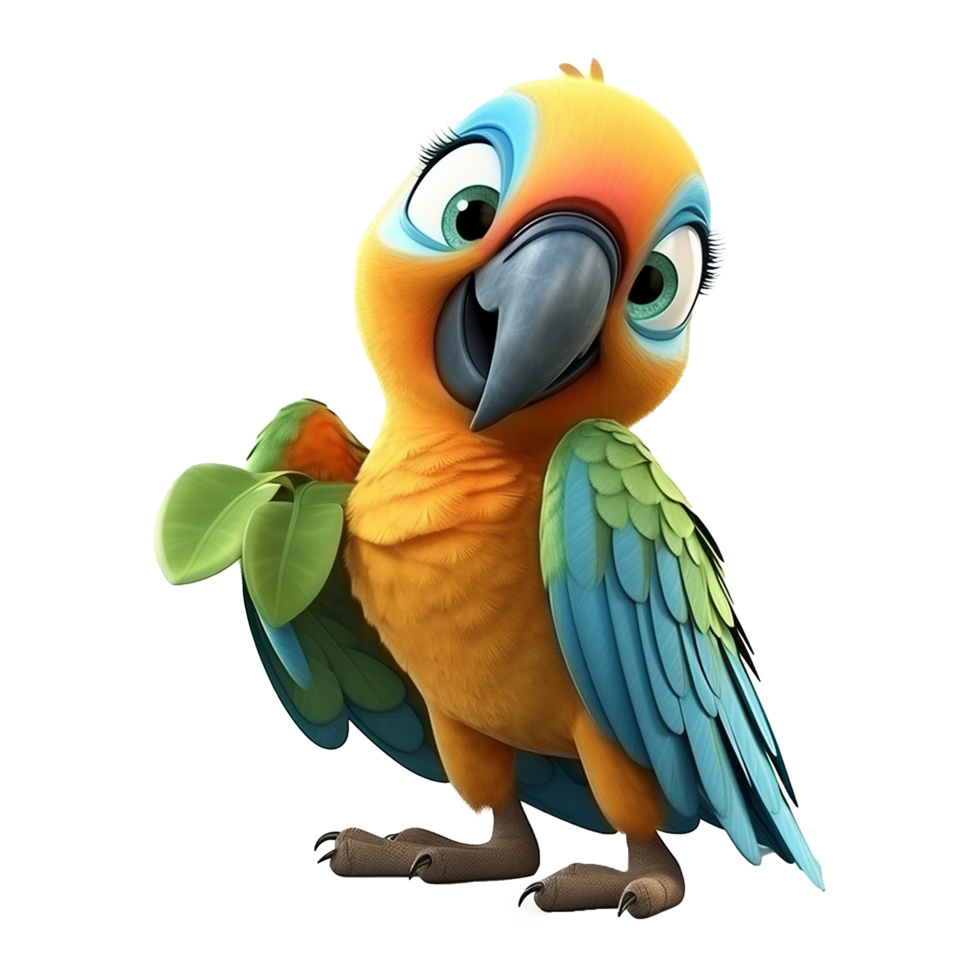 AI generated Macaw parrot on a branch isolated on transparent background png psd
