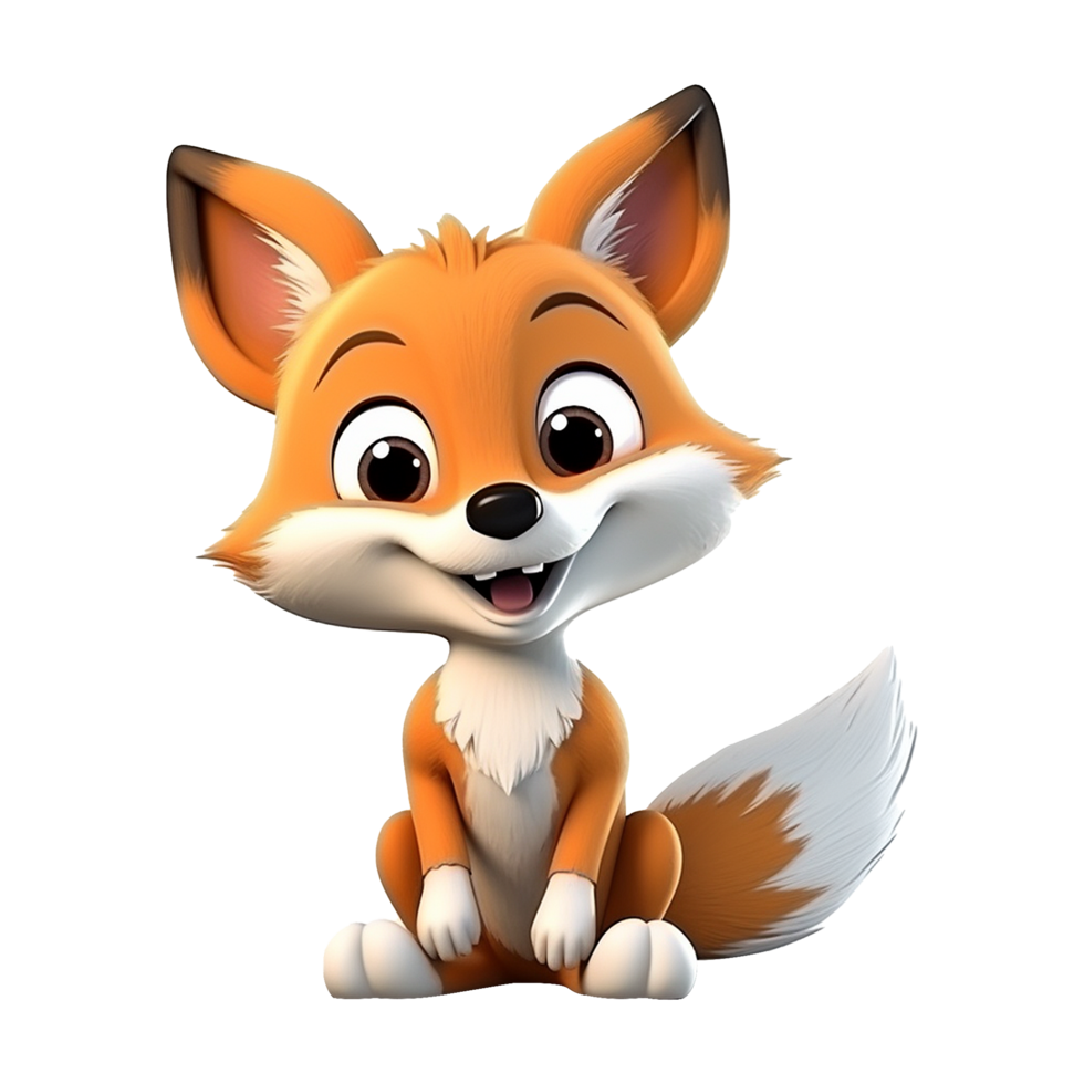 AI generated 3d render fox isolated on transparent background png