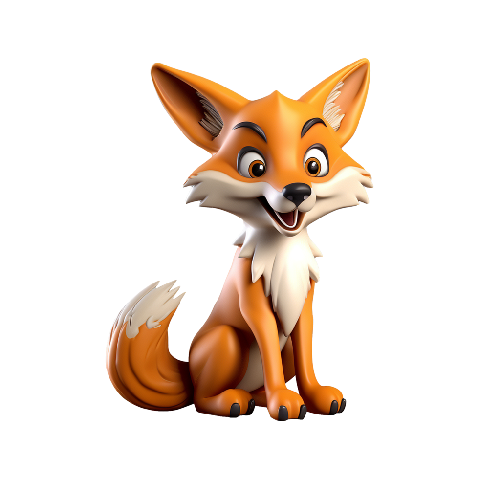 AI generated 3d render fox isolated on transparent background png