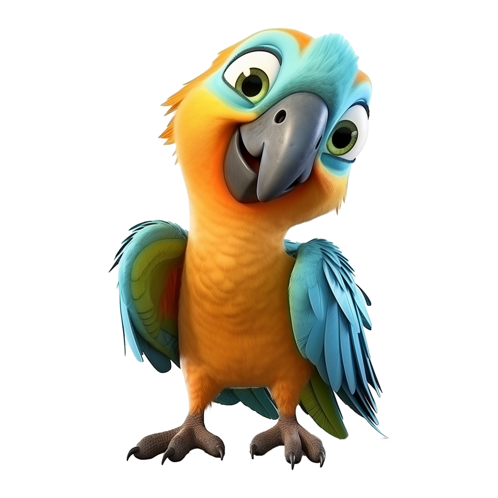 AI generated Macaw parrot on a branch isolated on transparent background png psd