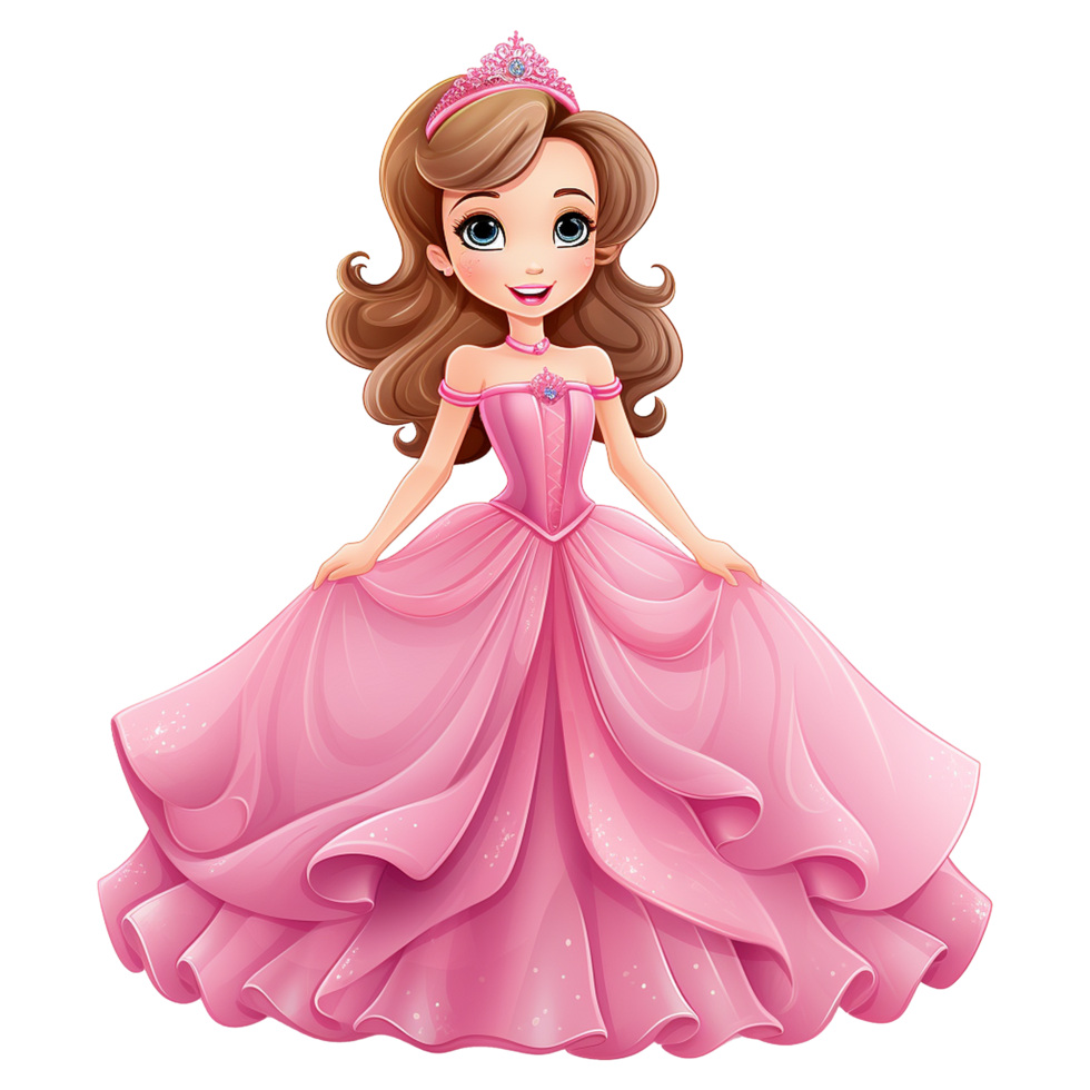 AI generated Cute princess cartoon isolated on transparent background png