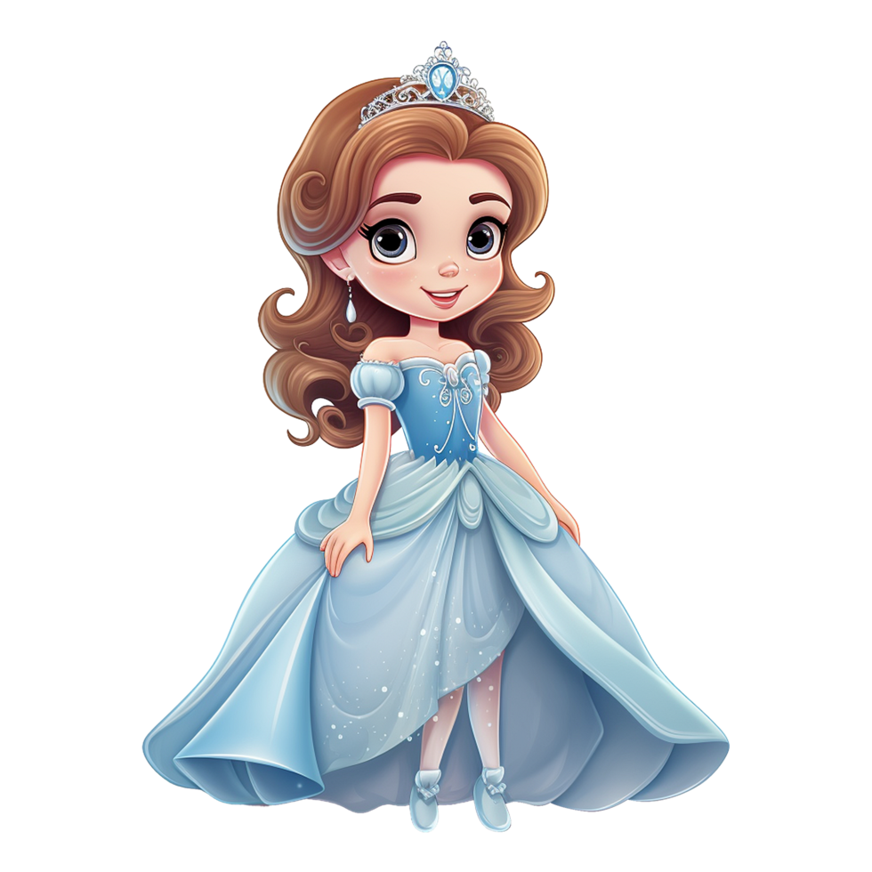 AI generated Cute princess cartoon isolated on transparent background png