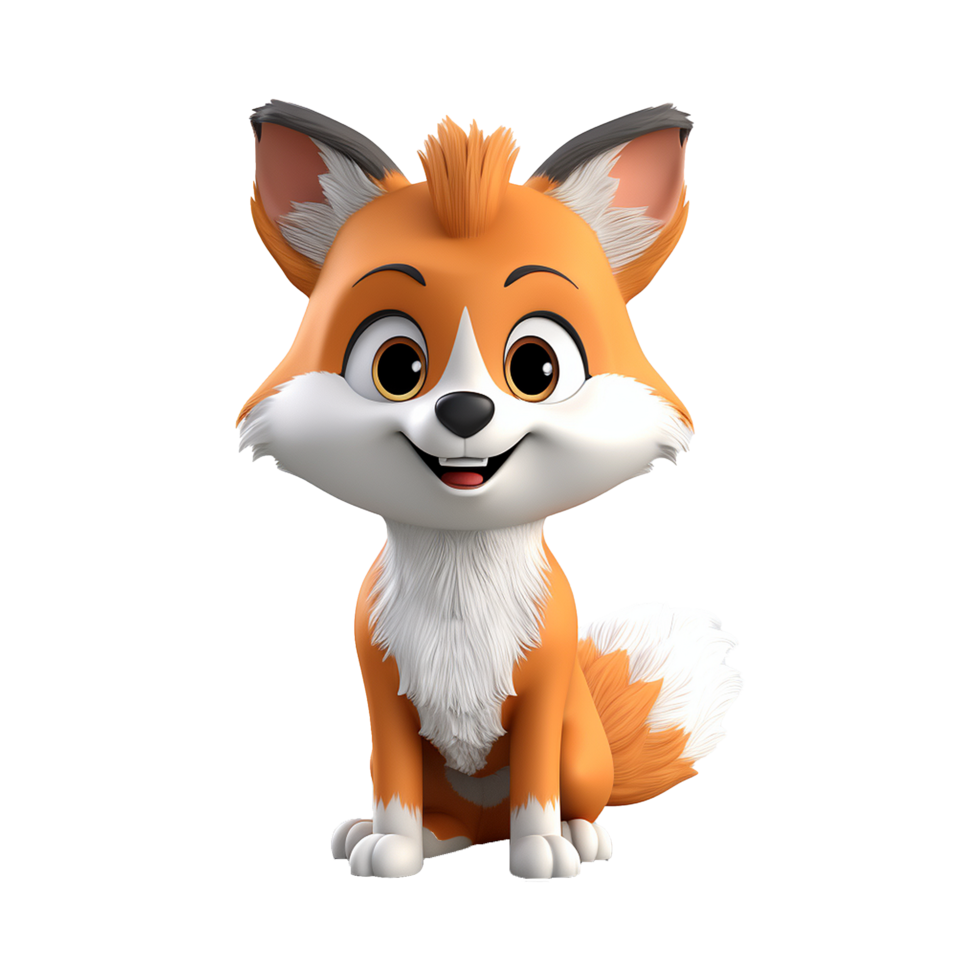 AI generated 3d render fox isolated on transparent background png