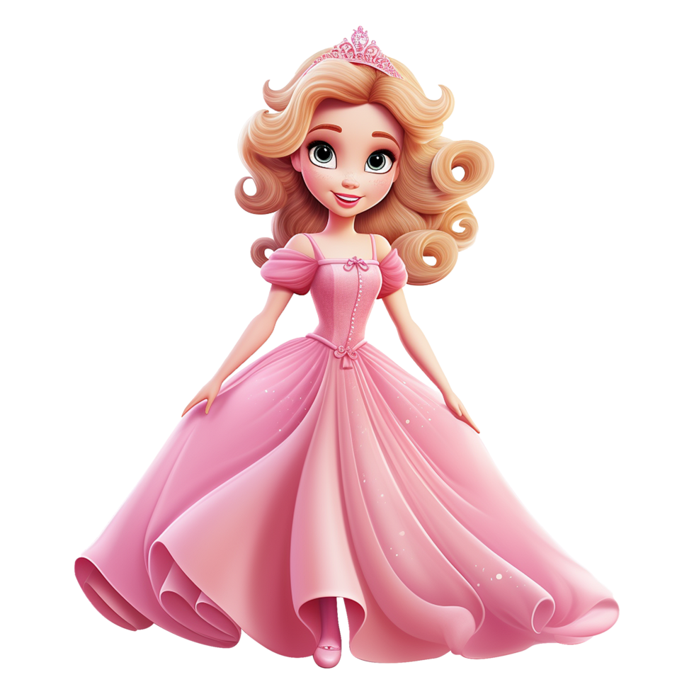 AI generated Cute princess cartoon isolated on transparent background png