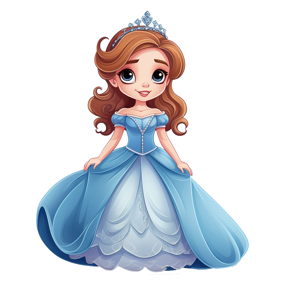 AI generated Cute princess cartoon isolated on transparent background png