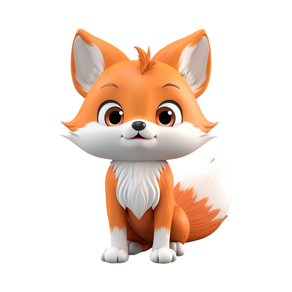 AI generated 3d render fox isolated on transparent background png
