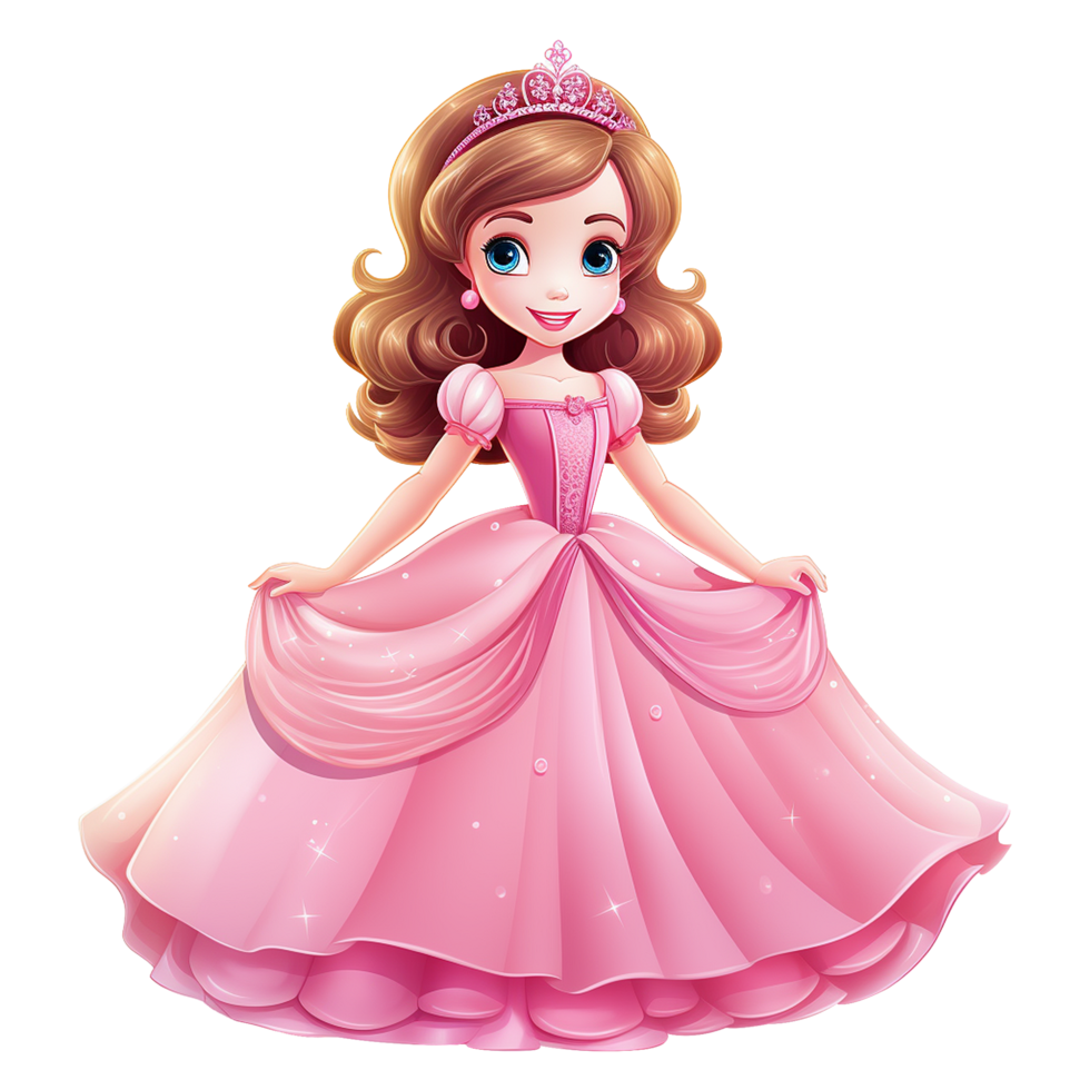 AI generated Cute princess cartoon isolated on transparent background png