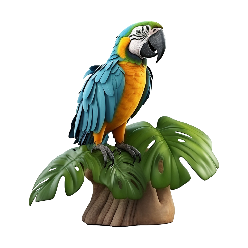 AI generated Macaw parrot on a branch isolated on transparent background png psd