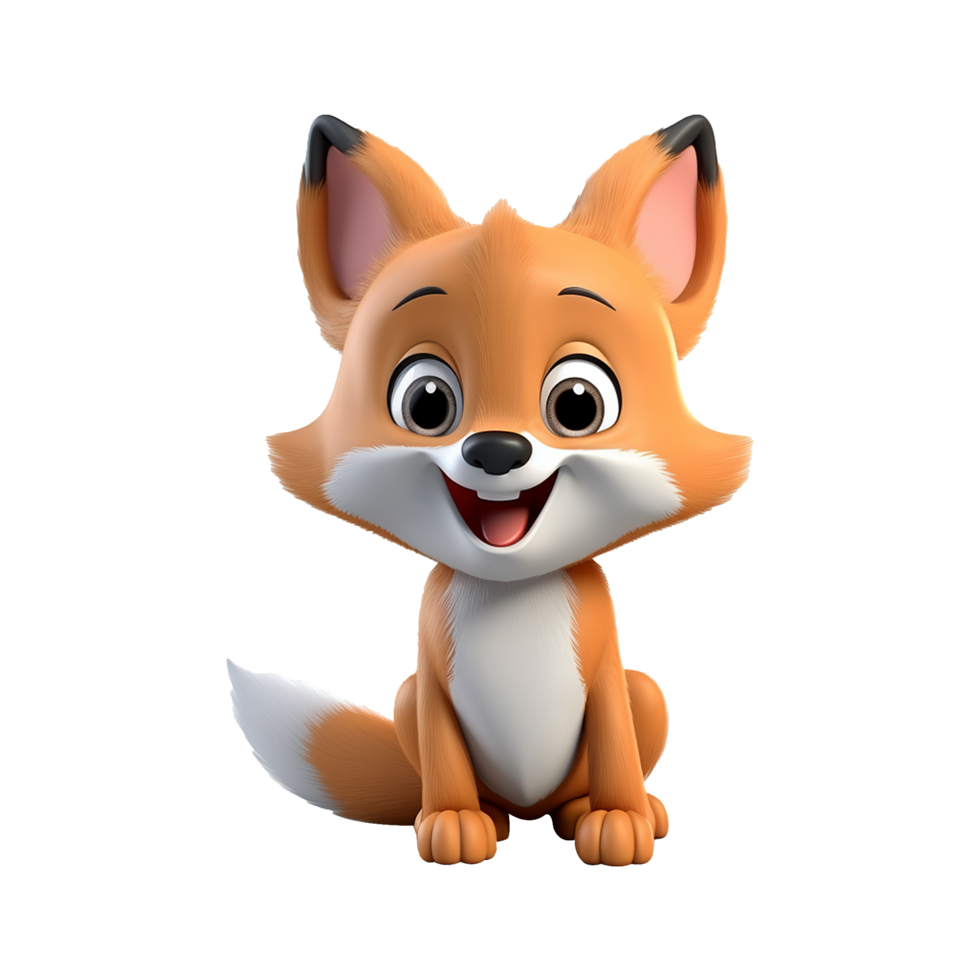 AI generated 3d render fox isolated on transparent background png