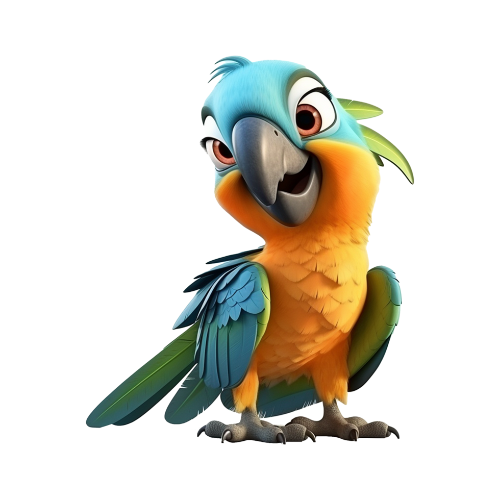 AI generated Macaw parrot on a branch isolated on transparent background png