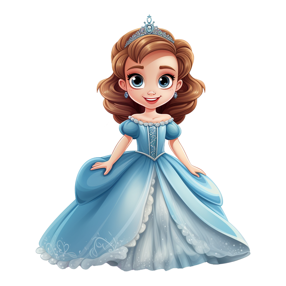 AI generated Cute princess cartoon isolated on transparent background png