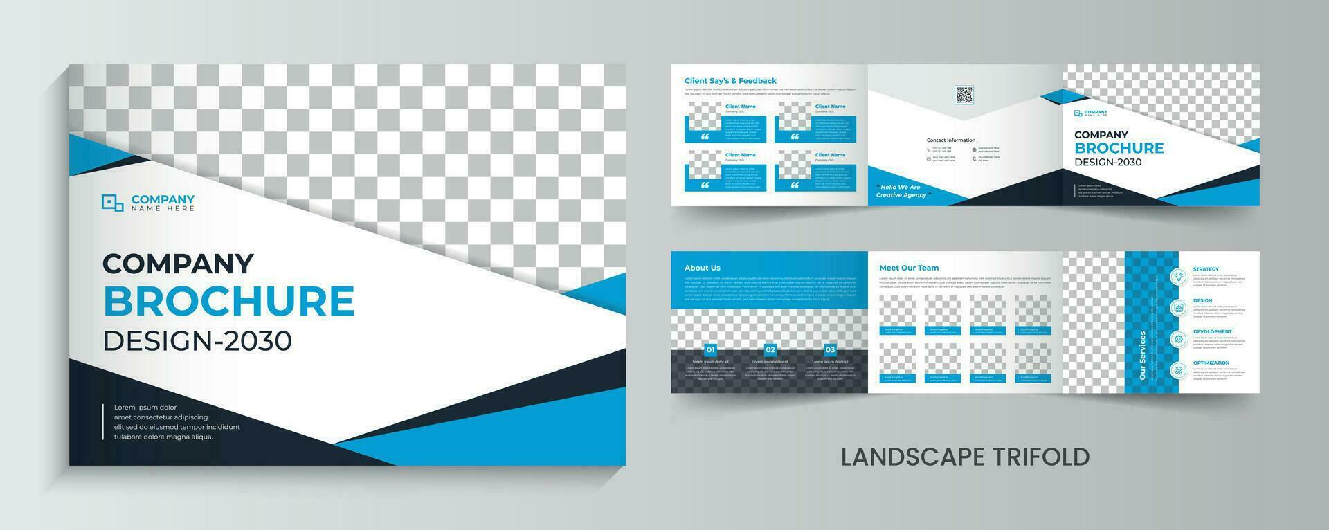 company landscape tri fold leaflet template design vector