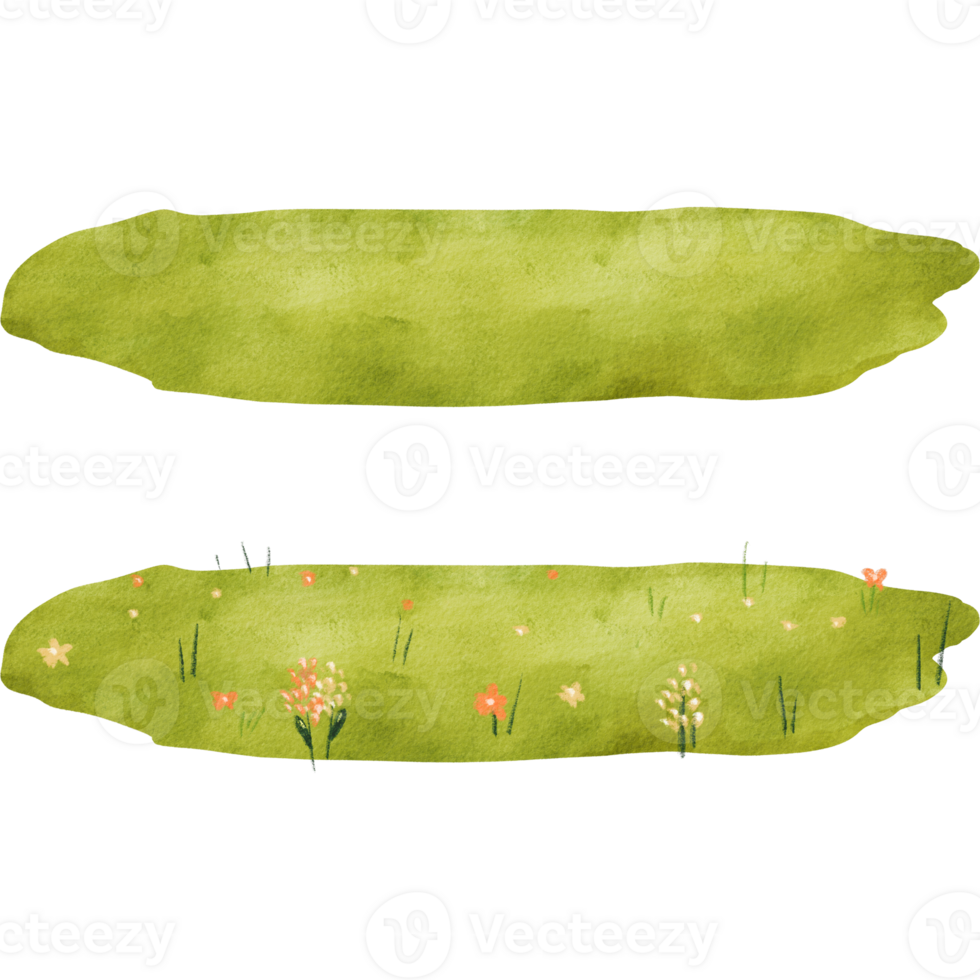 A sea of green meadows, featuring both floral and plain variations, for background embellishments. watercolor. artworks for children's books, posters, and vibrant designs for textiles and stationery png