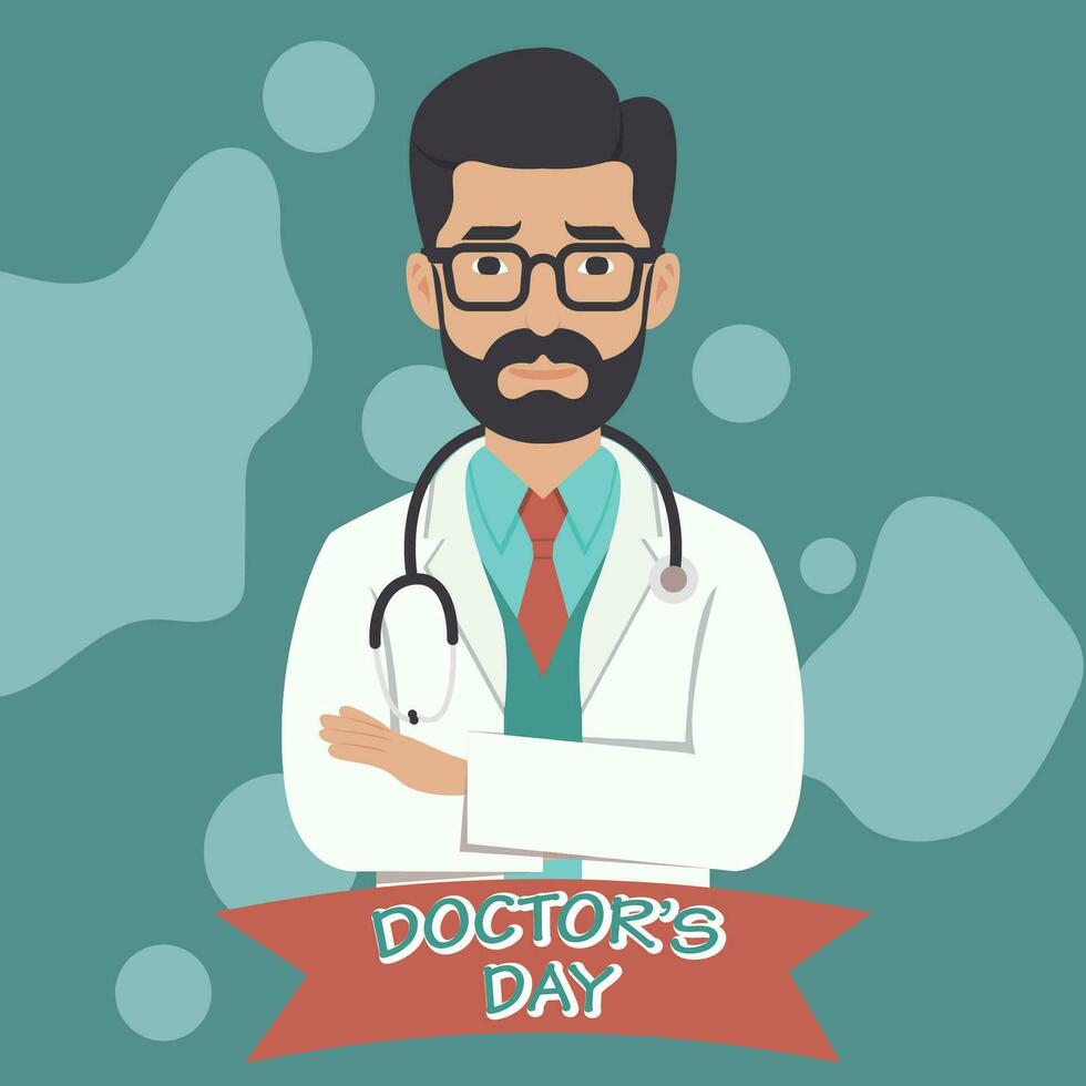 Flat national doctors day background with medical staff vector