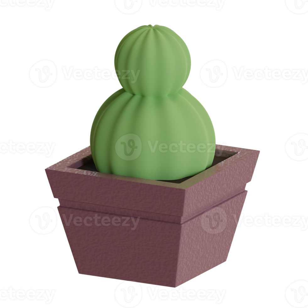 3d rendu cactus dans violet pot parfait pour conception projet png