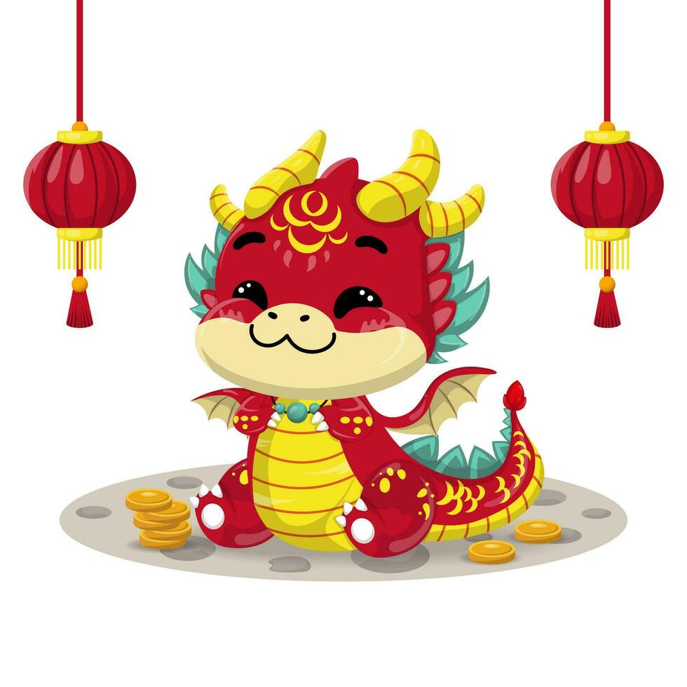 Cute Dragon Vector Illustration Special Chinese New Year