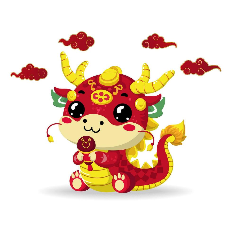 Cute Dragon Vector Illustration Special Chinese New Year