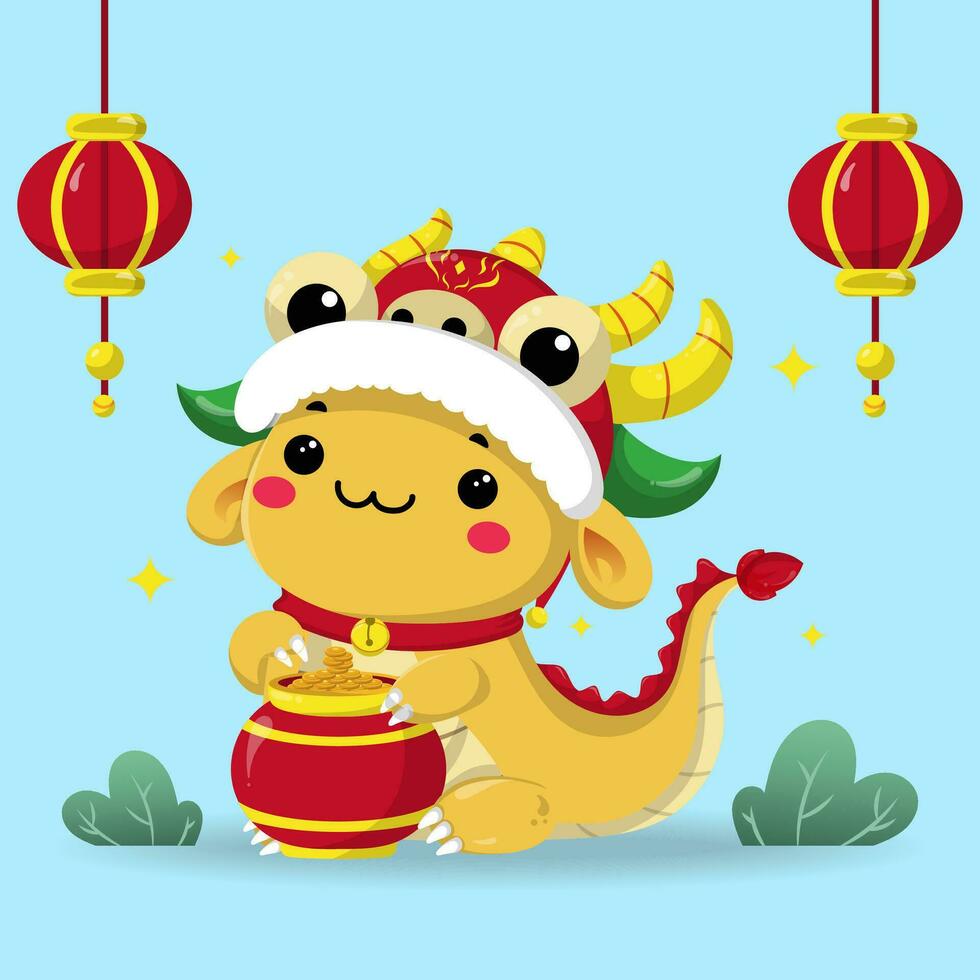 Cute Dragon Vector Illustration Special Chinese New Year