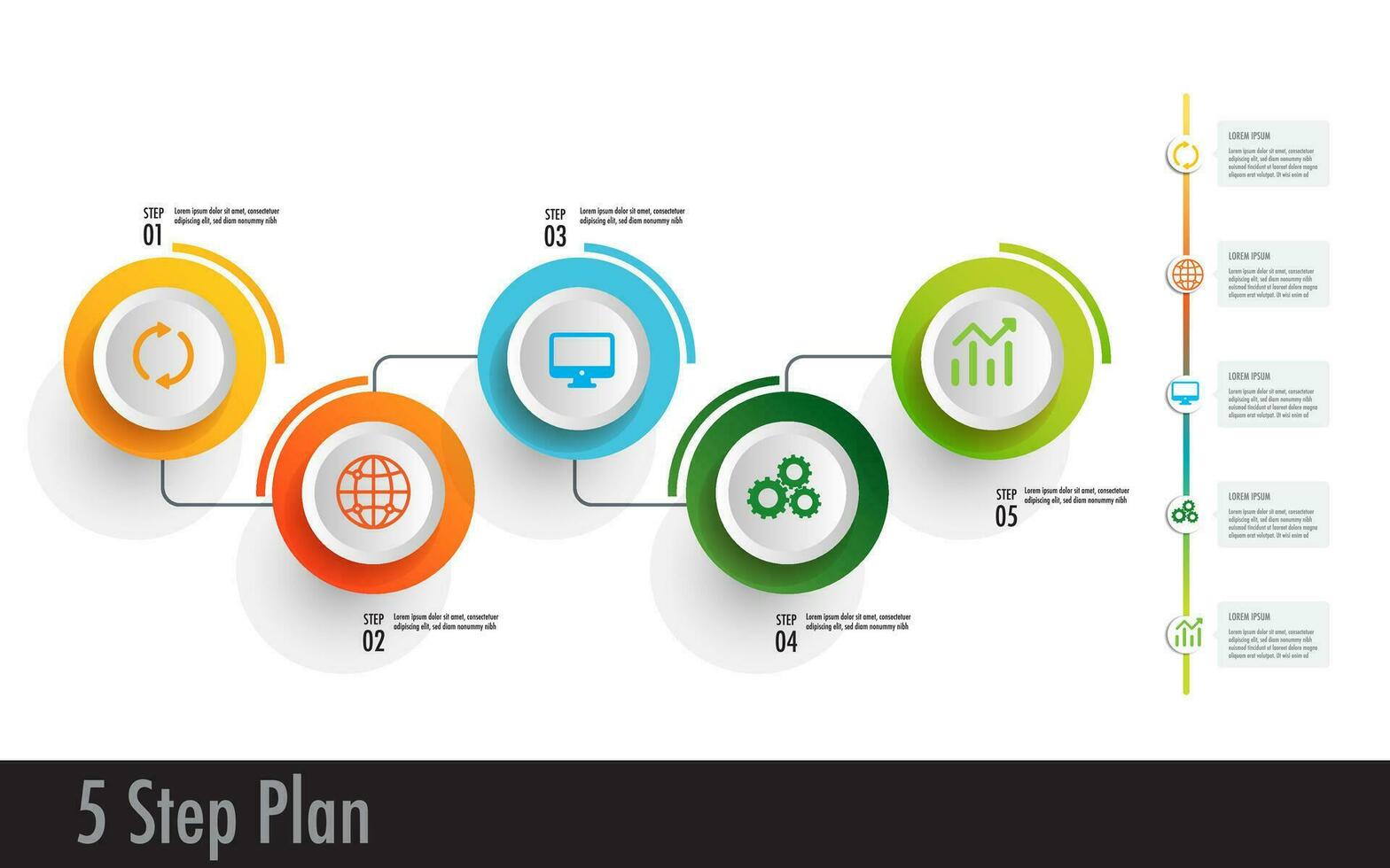 Infographic template 5 plan framework vision, Modern step Timeline infographics design for business concept vector