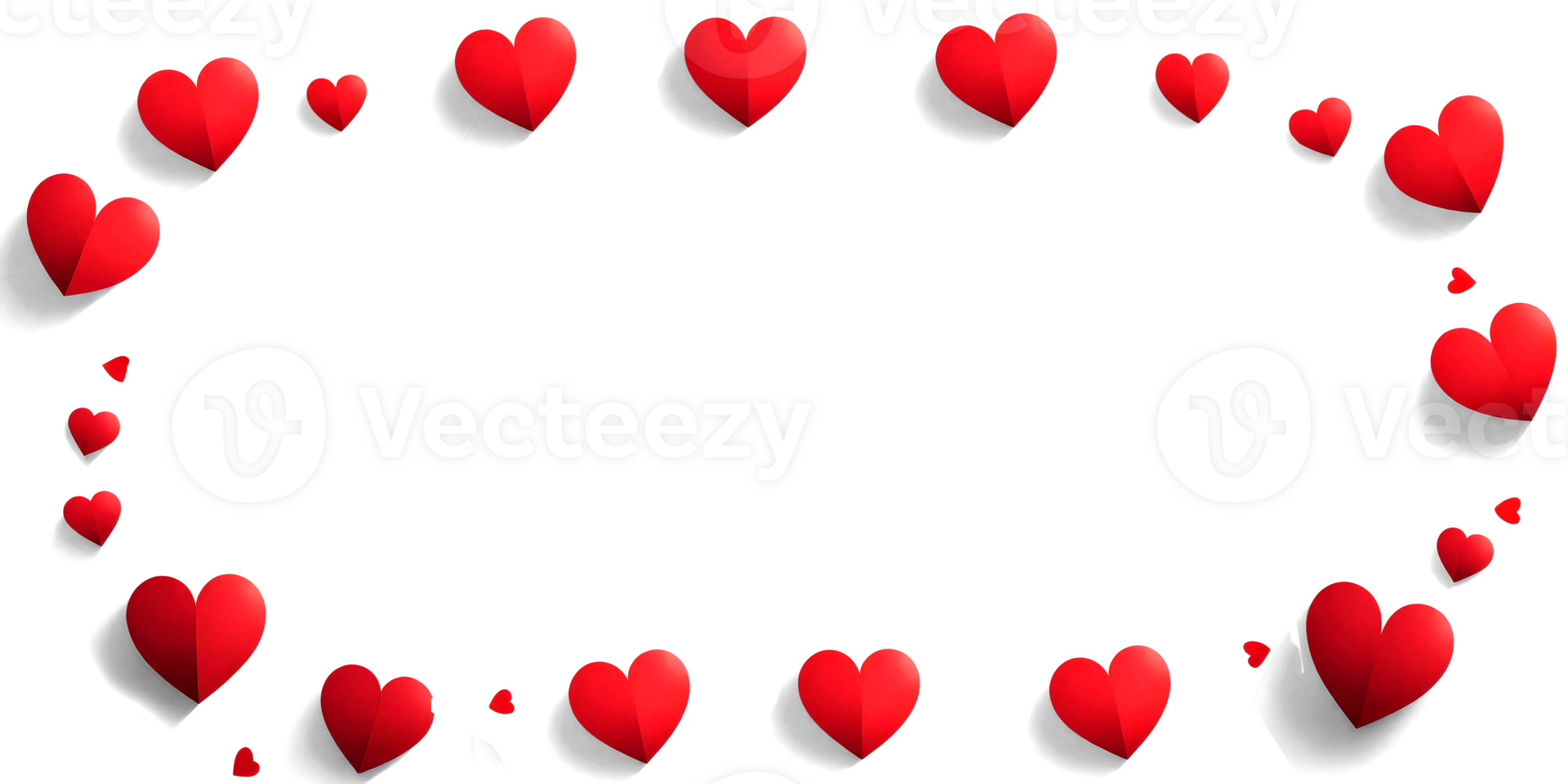 AI generated Red heart frame on transparent background. Red heart frame on transparent background. Generative AI. png