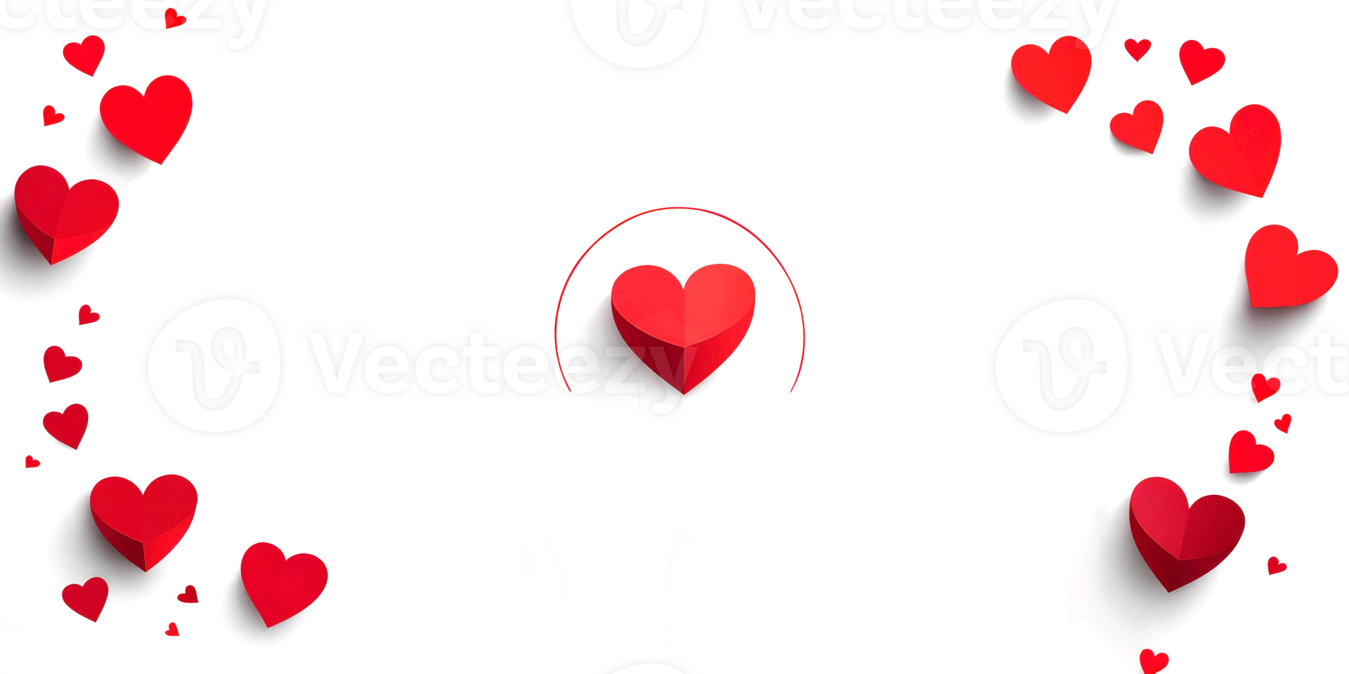 AI generated Red heart frame on transparent background. Red heart frame on transparent background. Generative AI. png