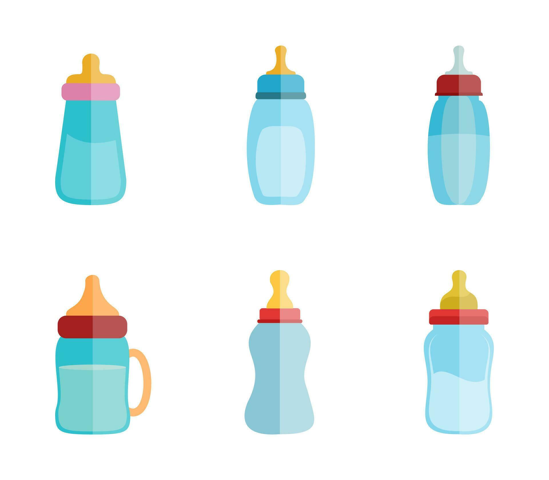 Best Set Of Baby Feeding Bottle Vector Illustration Clip Art Collection