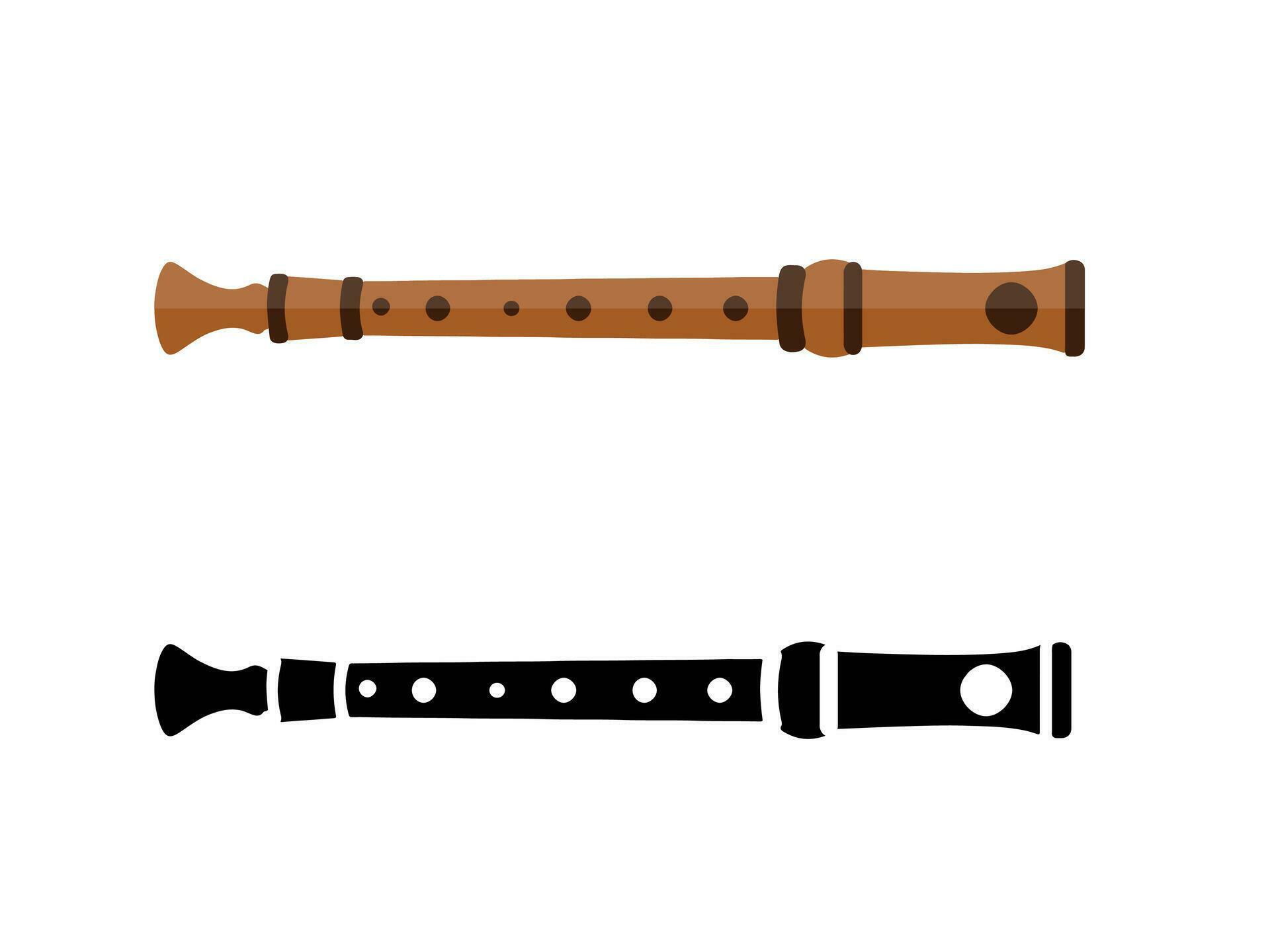 Flute Instrument Vector Illustration Big Clip Art Set. Flute Instrument