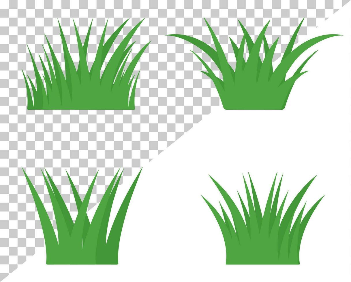 Set of Green Grass Illustration Vector On White Background. Grass Clip Art Isolated Vector Element Set.  Horizontal Panorama Grass Illustration Set.