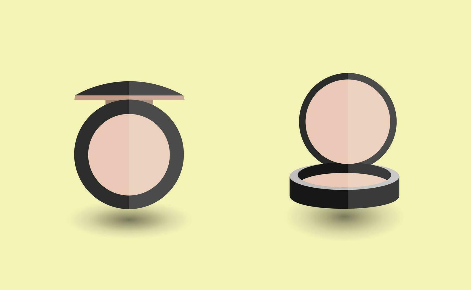 Face Powder Vector Illustration Collection, Face Skin Powder Clip Art Isolated Product Vector.  Woman Facial Skin Powder Mirror Cartoon. eyeshadow, Realistic Female Skincare Palette Element.