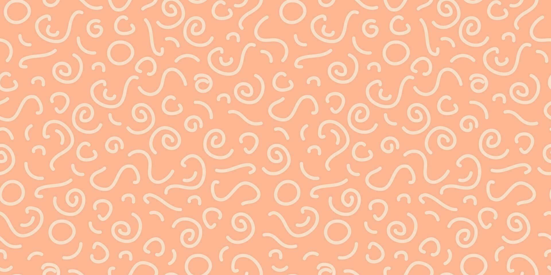 Abstract seamless pattern. Various geometric shapes by hand. Vector Peach color background for wallpaper, wrapping paper, textile, scrapbooking.
