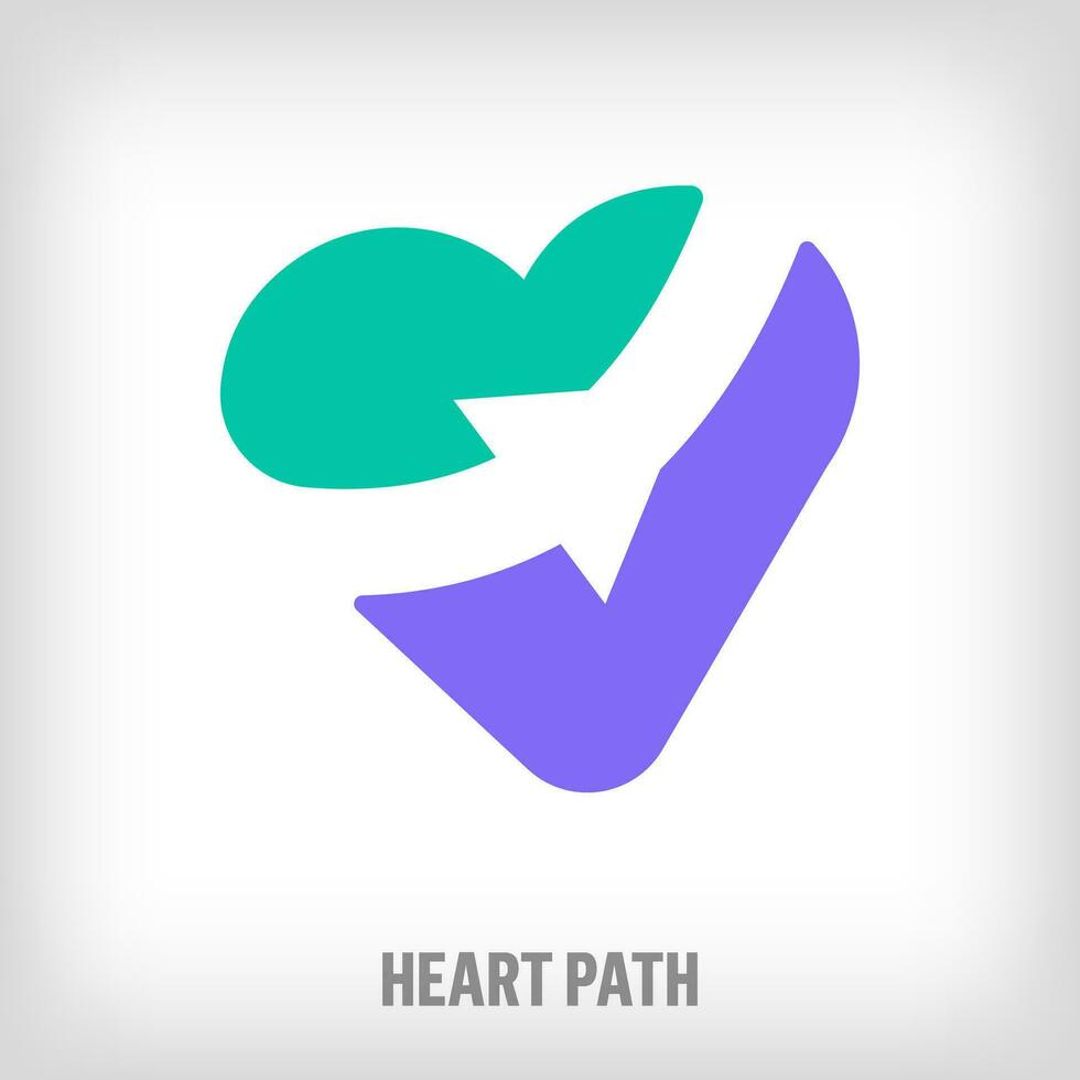 Creative heart passing through arrow sign logo. Unique color transitions. Healthcare and romantic logo template. vector