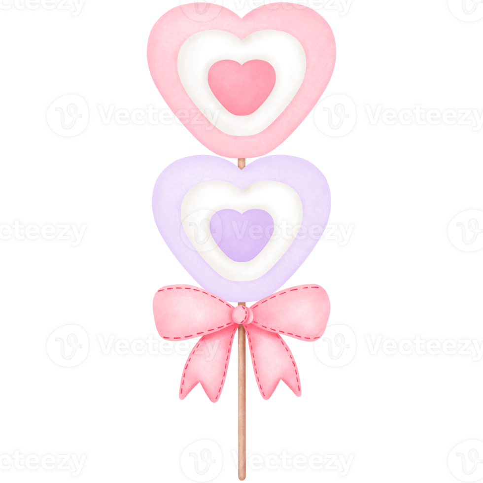 marshmallow with ribbon clipart.Watercolor valentine dessert illustration. png