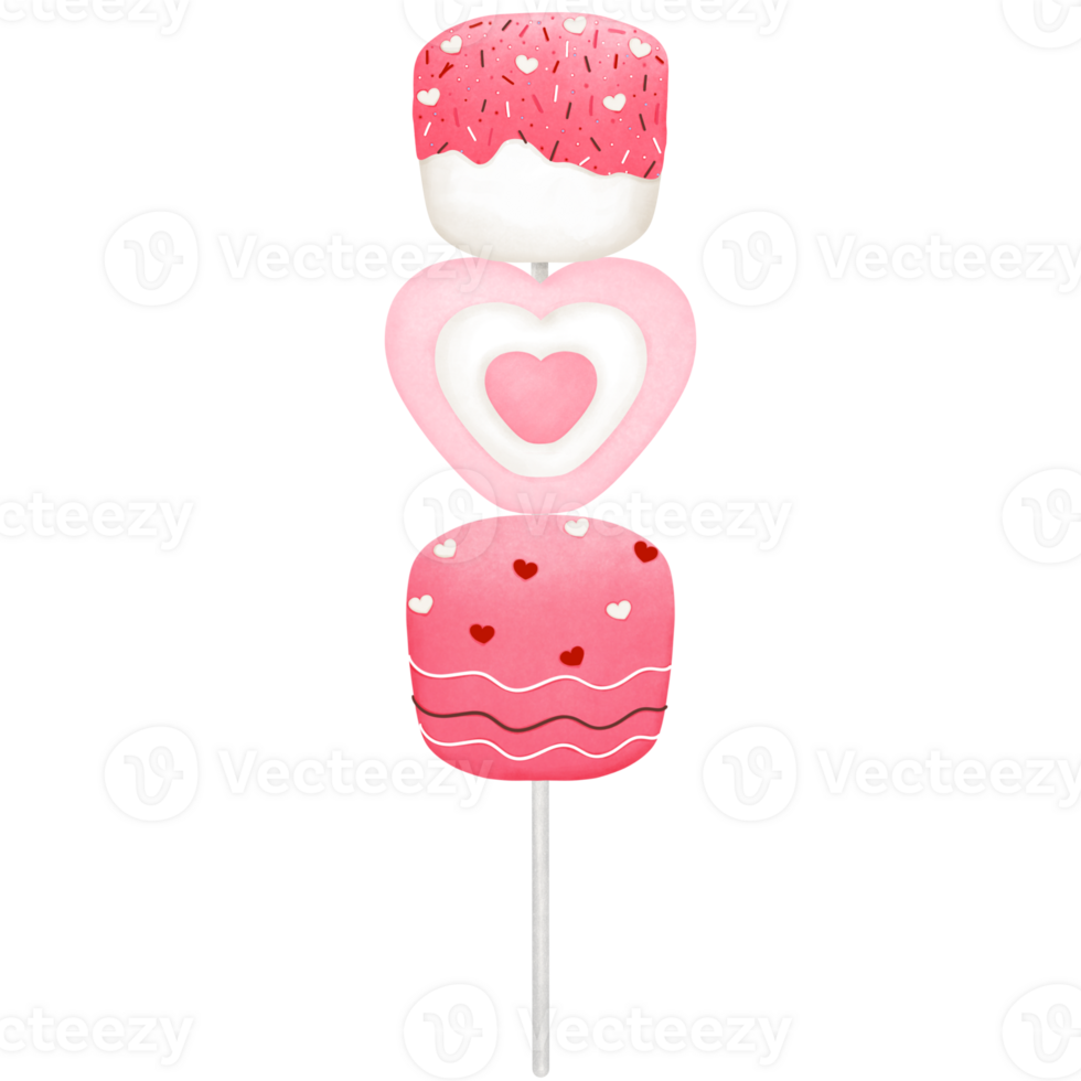 Whimsical watercolor marshmallow delights for valentines day celebration. png