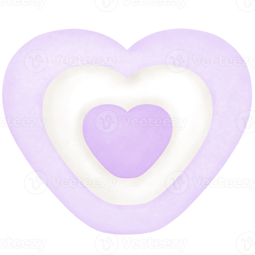 Watercolor purple valentine marshmallow heart shaped clipart. png