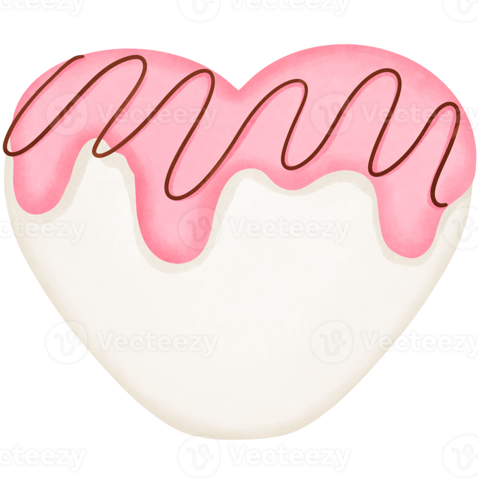 Romantic watercolor valentine marshmallow clipart with strawberry.Hand painted valentine sweet clipart. png