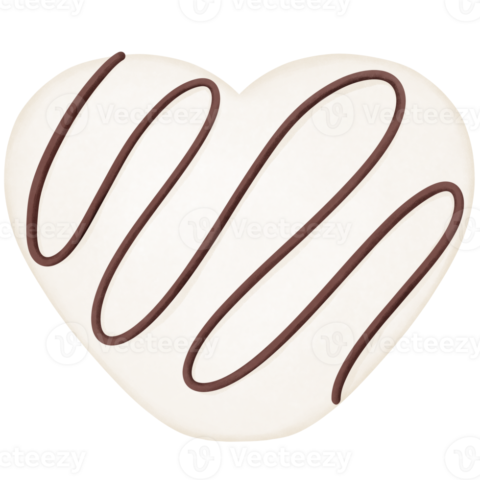 romântico aguarela branco namorados marshmallow coração em forma com chocolate clipart. png