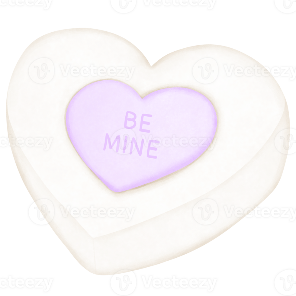 Romantic watercolor valentine marshmallow heart shaped clipart.Be mine valentine. png