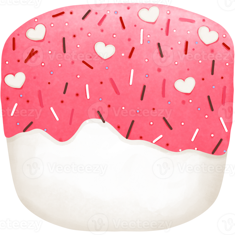 aguarela fofa marshmallow com morango clipart.valentine doce ilustração para festivo amor decoração. png