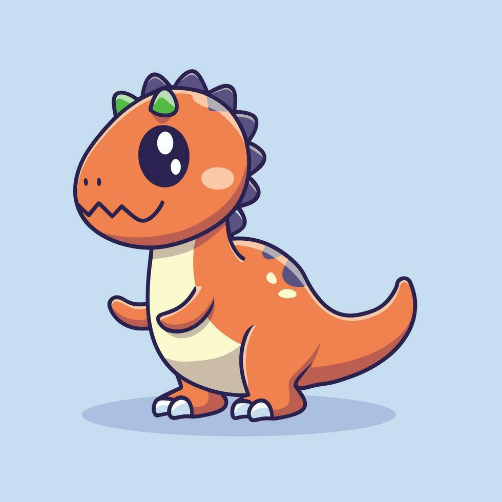 Animated adorable cartoon dinosaur vector illustration