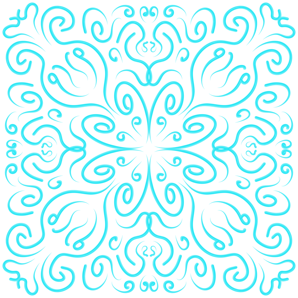 Cyan Doodle Floral Pattern png