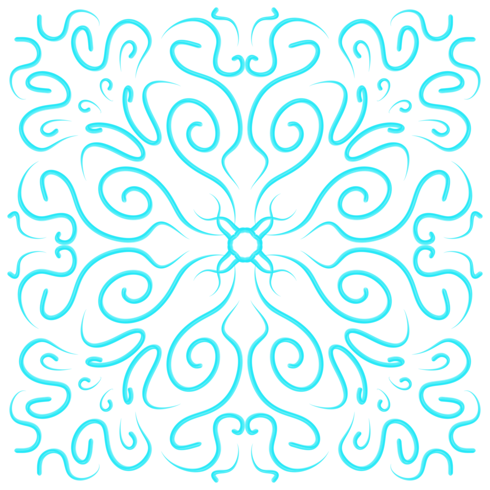 Cyan Doodle Floral Pattern png