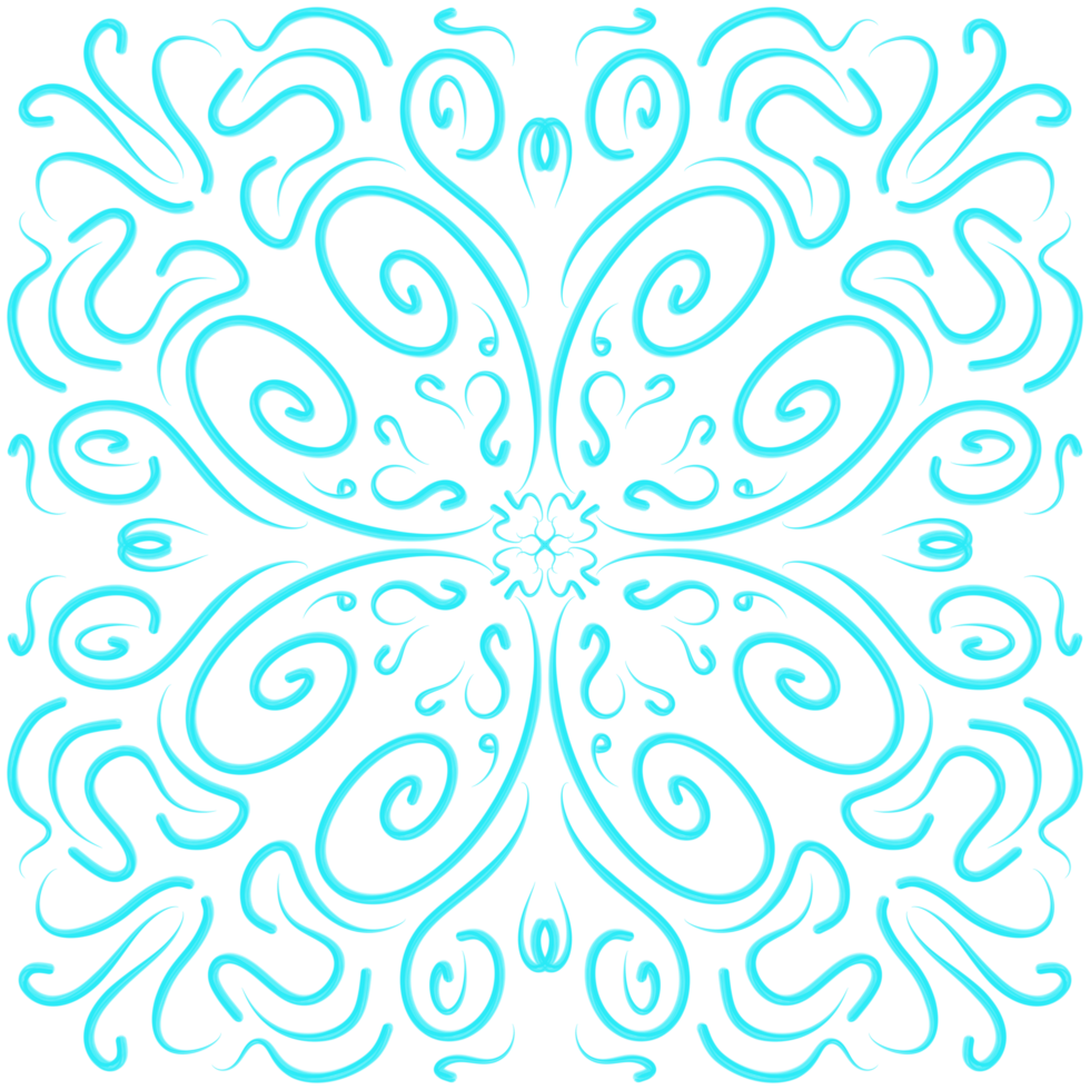 Cyan Doodle Floral Pattern png