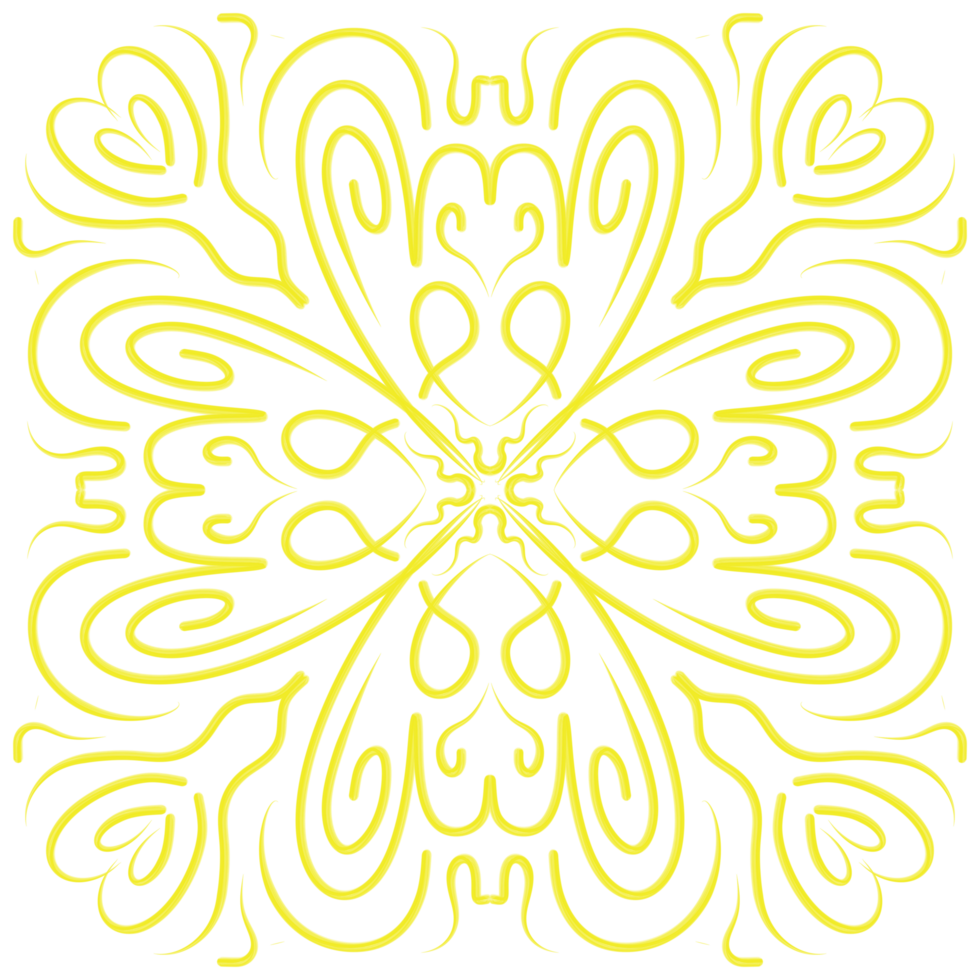 Yellow Doodle Floral Pattern png