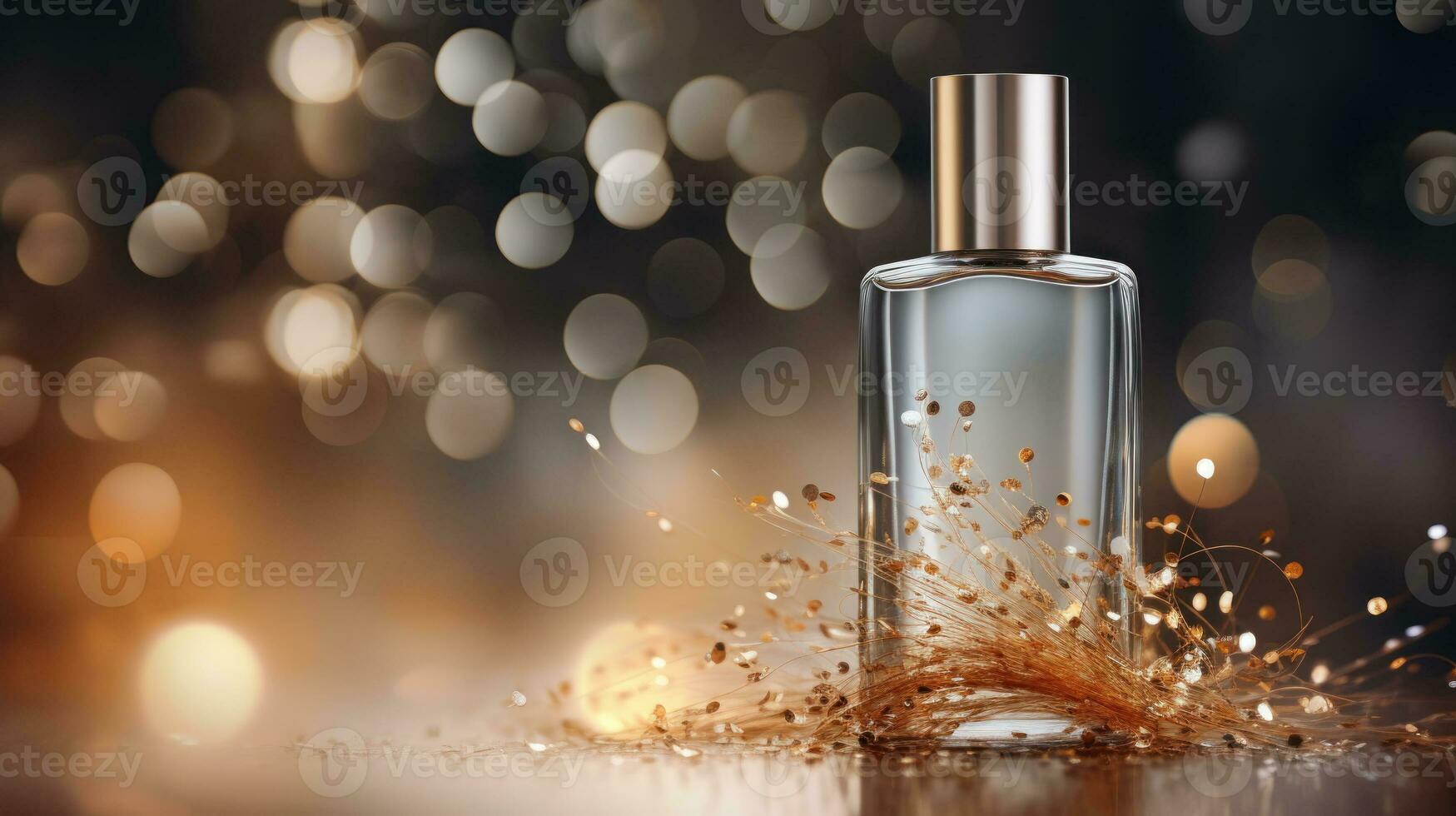 AI generated Luxury perfume, cosmetic premium glass bottle. Banner, poster for beauty promotion of elegant product for ads on draped silk fabric clothing elegants background with pearls. Generative AI photo