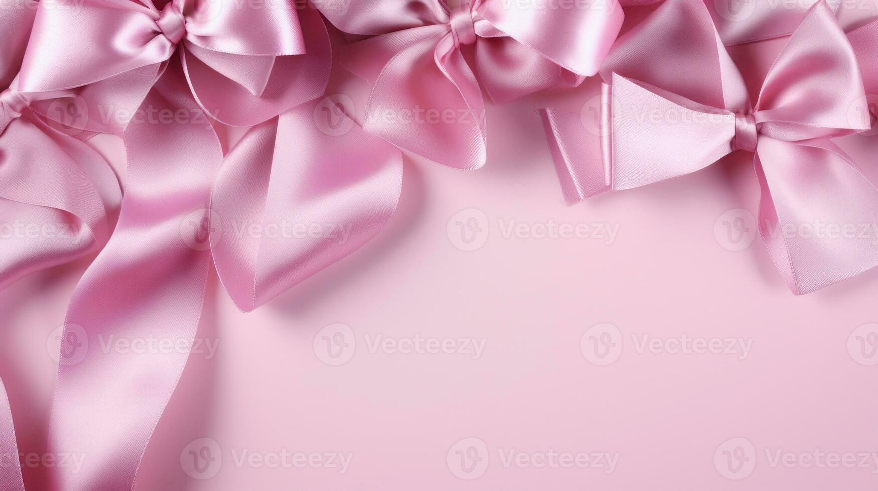 Pink ribbon over pink background. Design creative for International Women's Day, breast cancer awareness, Mother's day, Valentine's Day. Concept design for ad, social media, flyer. Generative AI photo