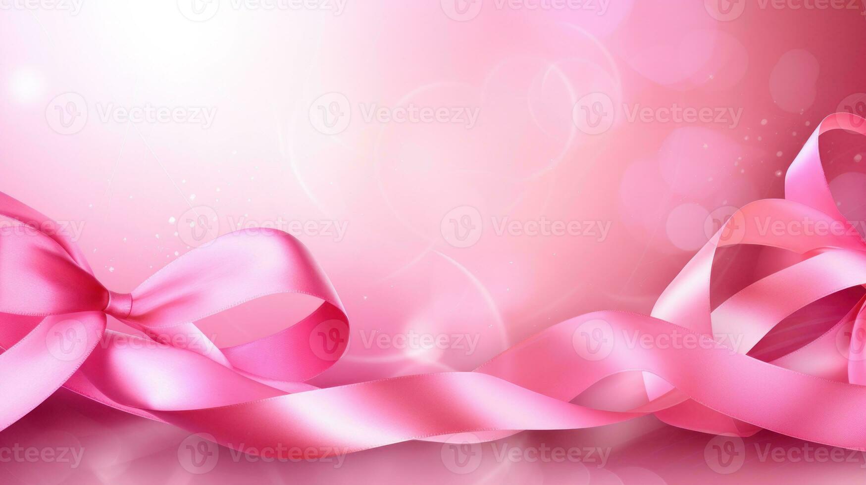 Pink ribbon over pink background. Design creative for International Women's Day, breast cancer awareness, Mother's day, Valentine's Day. Concept design for ad, social media, flyer. Generative AI photo